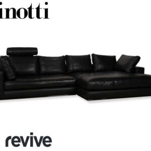 Minotti Hamilton Leder Ecksofa Schwarz Sofa Couch Recamiere