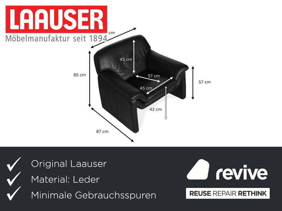 Laauser Atlanta Leder Sessel Schwarz – Bild 2