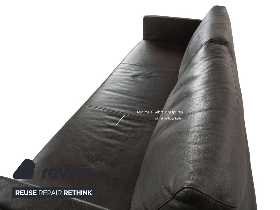 Rolf Benz Vida Leder Dreisitzer Grau manuelle Funktion Sofa Couch – Bild 5