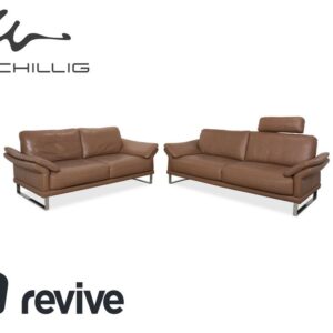 Willi Schillig Leder Garnitur Dreisitzer & Zweisitzer Braun