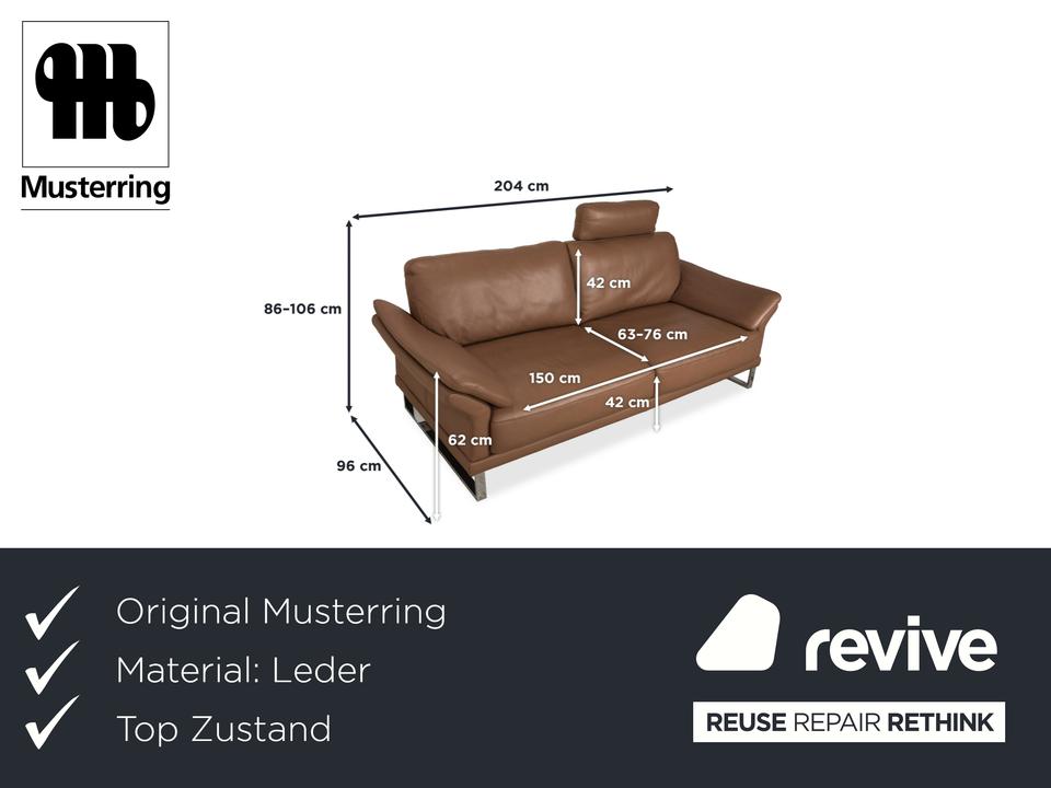 Musterring Leder Dreisitzer Braun Taupe Sofa Couch manuelle – Bild 2