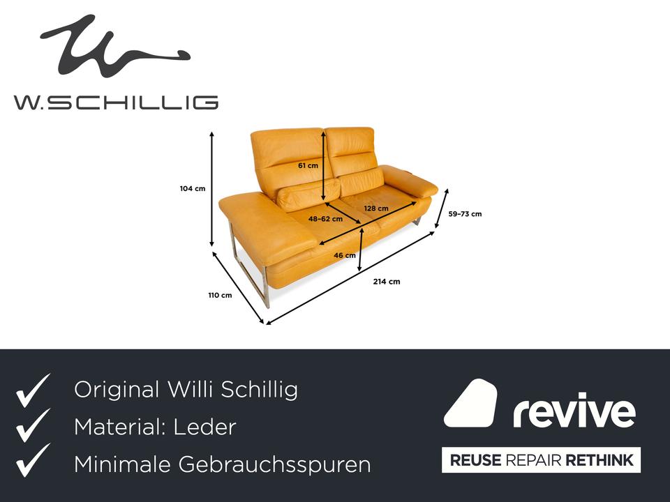 Willi Schillig Trovatoore Leder Zweisitzer Gelb Senf manuelle – Bild 2