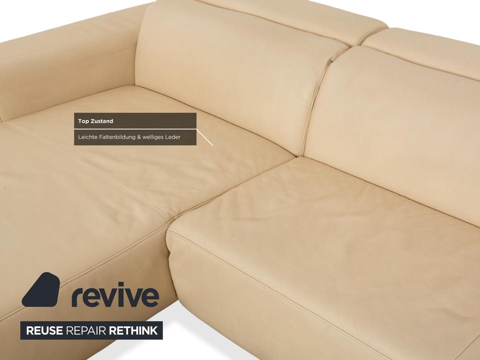 Ewald Schillig Monda Status Leder Ecksofa Récamière links Creme – Bild 8