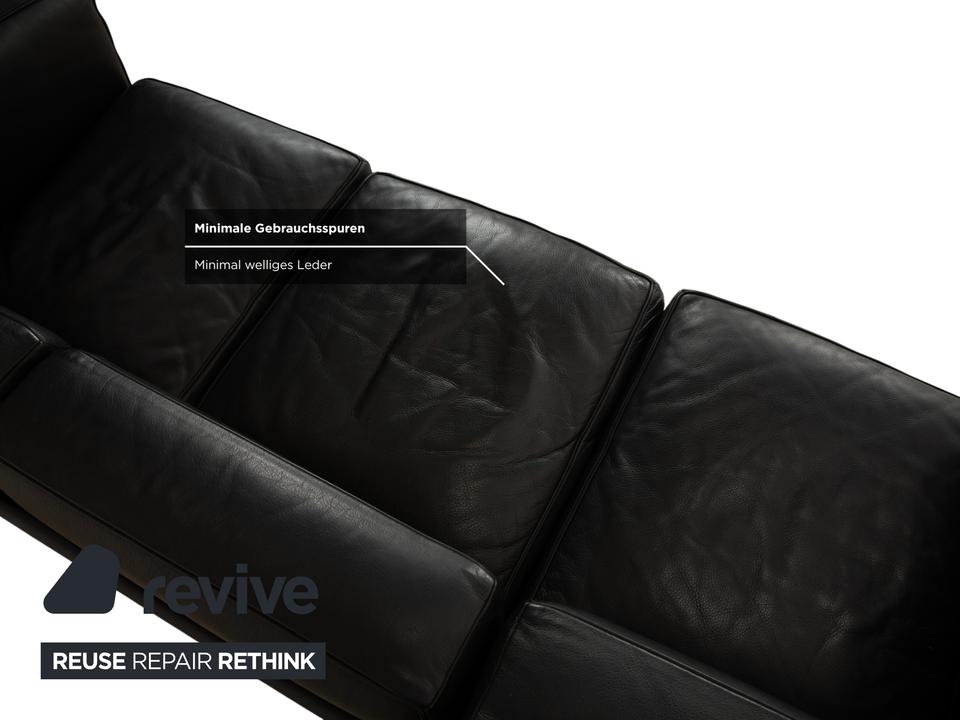 Cassina LC 2 Leder Dreisitzer Schwarz Sofa Couch – Bild 9