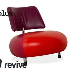 Leolux Pallone Leder Sessel Rot Lila Violett Space Age
