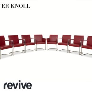 8er Garnitur Walter Knoll Jason Leder Stuhl Rot Freischwinger