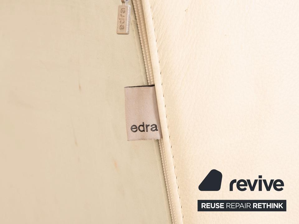 Edra Damier Leder Zweisitzer Creme Sofa Couch manuelle Funktion – Bild 10