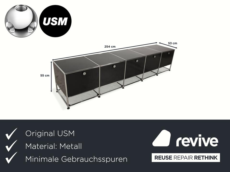 USM Haller Metall Chrom Glas Sideboard Schwarz Anthrazitgrau – Bild 2