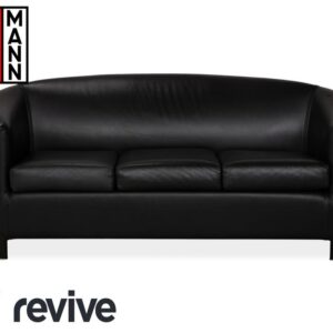 Wittmann Aura Dreisitzer Leder Sofa Schwarz Couch