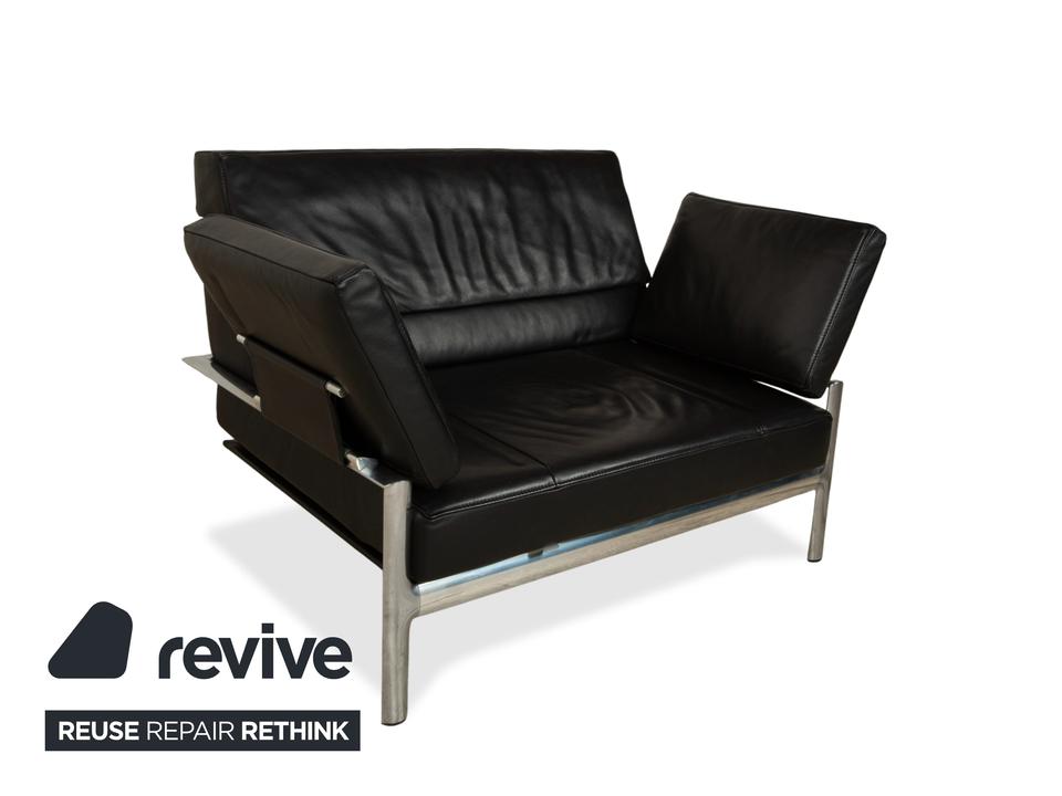 Jori Leder Zweisitzer Sessel Schwarz Sofa Couch manuelle Funktion – Bild 8