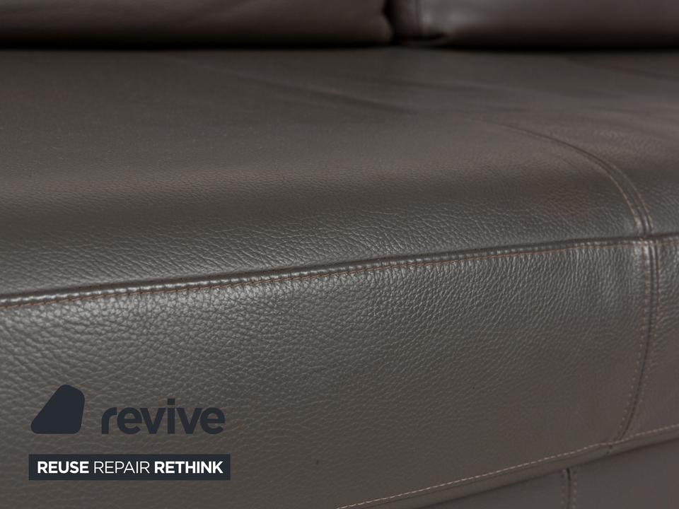 Rolf Benz Vida Leder Dreisitzer Grau manuelle Funktion Sofa Couch – Bild 4