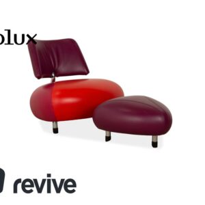 Leolux Pallone Leder Sessel Garnitur Hocker Lila Violett Rot