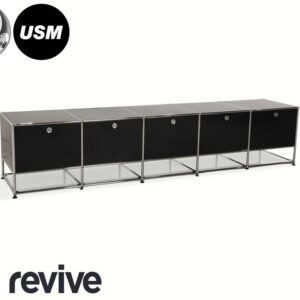 USM Haller Metall Chrom Glas Sideboard Schwarz Anthrazitgrau