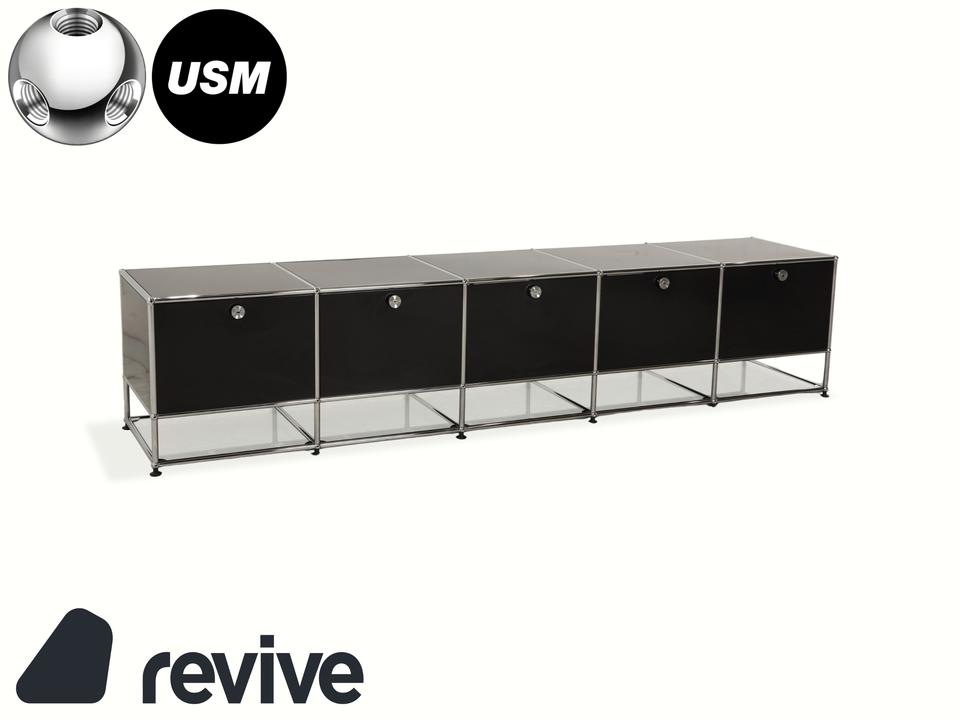 USM Haller Metall Chrom Glas Sideboard Schwarz Anthrazitgrau