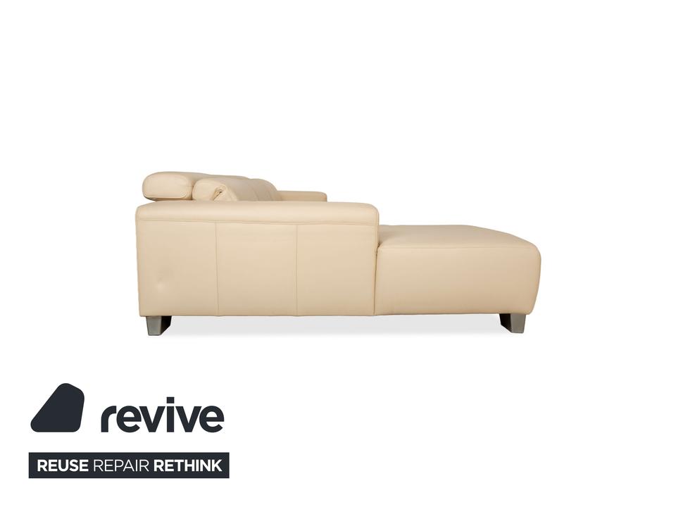 Ewald Schillig Monda Status Leder Ecksofa Récamière links Creme – Bild 11