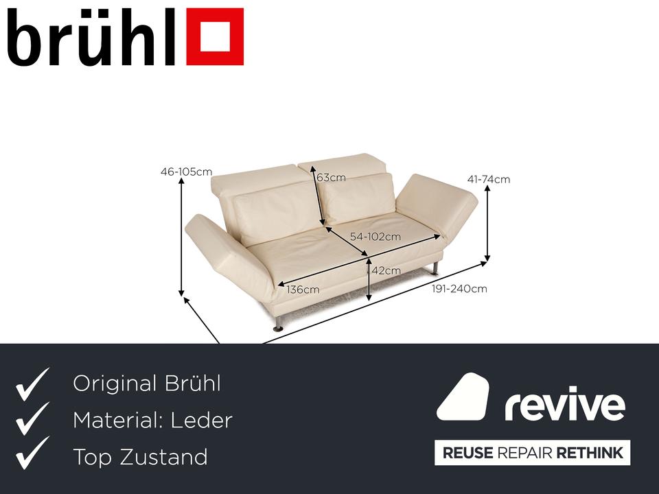 Brühl Moule (medium) Leder Sofa Creme Zweisitzer Relaxfunktion ✨ – Bild 2