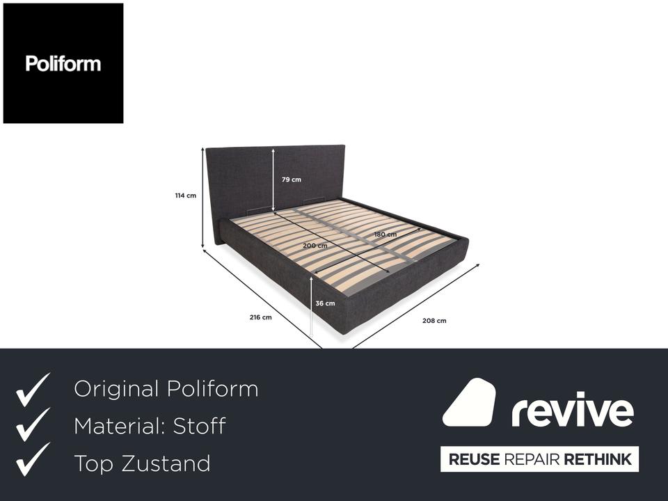 Poliform Stoff Bett Grau manuelle Funktion – Bild 2