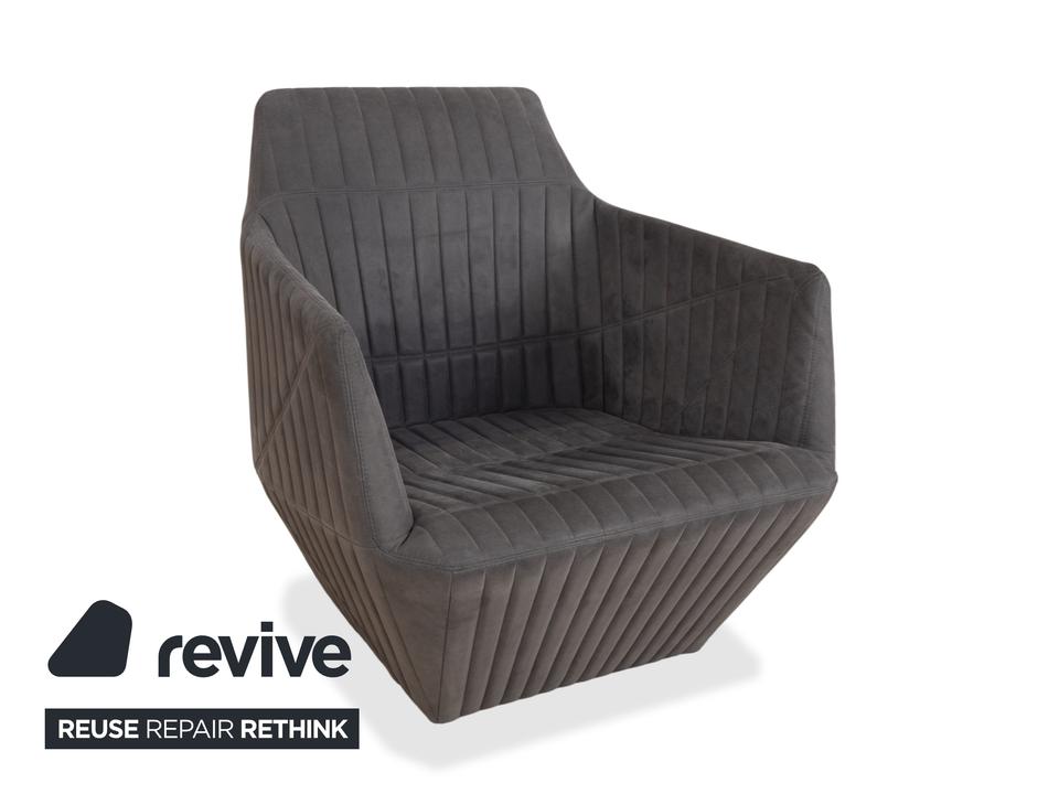 ligne roset Facett Stoff Sessel Hocker Grau – Bild 5