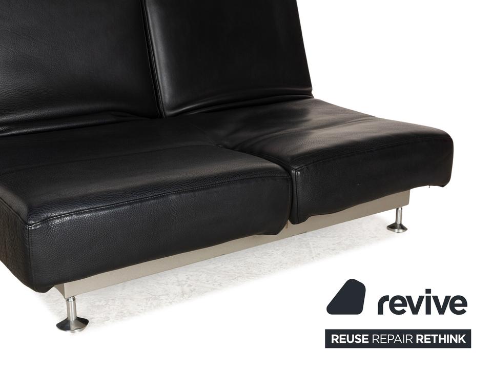 Edra Damier Leder Zweisitzer Schwarz manuelle Funktion Sofa Couch – Bild 3