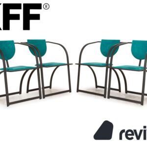 4er Garnitur KFF Cosinus Stoff Stuhl Schwarz Blau Esszimmer