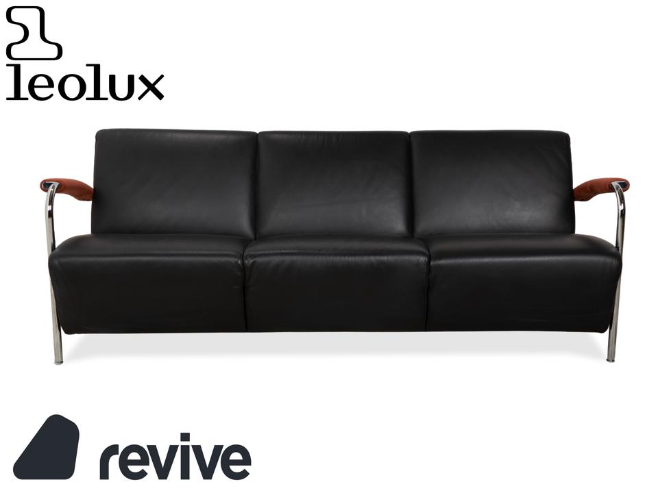 Leolux Scylla Leder Dreisitzer Schwarz Sofa Couch