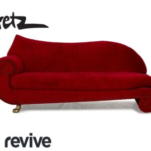 Bretz Gaudi Stoff Dreisitzer Rot Sofa Couch Samt Neubezug ✨