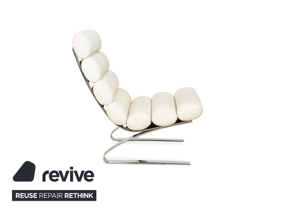 2x Cor Sinus Leder Sessel Freischwinger Creme Weiß inkl. Hocker – Bild 13