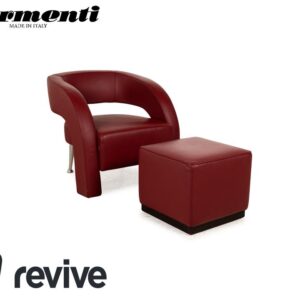 Formenti Wave Leder Sessel Rot inkl. Hocker