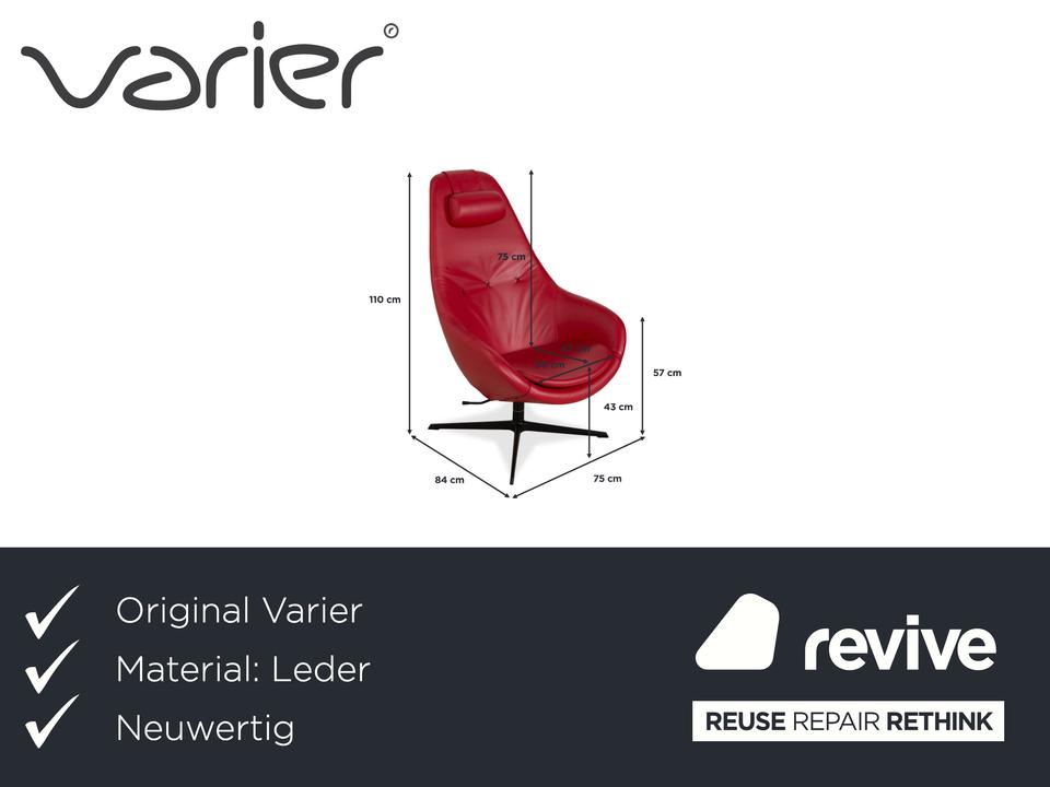 Varier Kokon Leder Sessel inkl. Hocker Rot – Bild 2