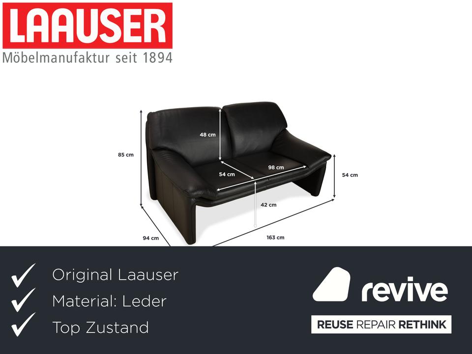 Laauser Atlanta Leder Zweisitzer Schwarz Sofa Couch – Bild 2