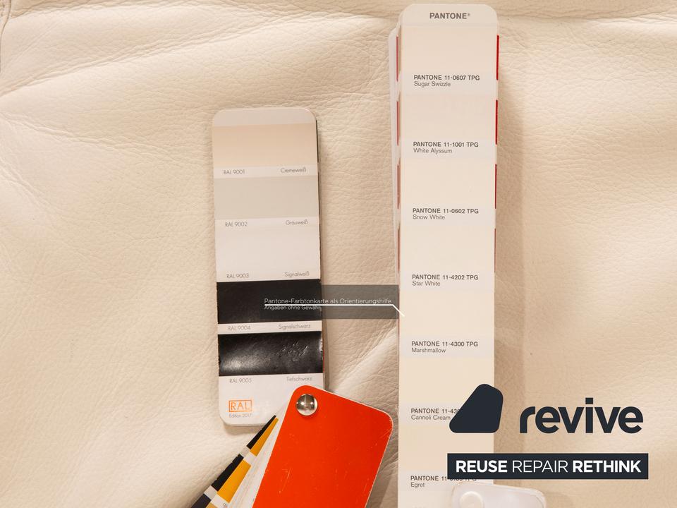 Edra Damier Leder Zweisitzer Creme Sofa Couch manuelle Funktion – Bild 9