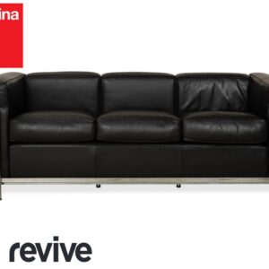 Cassina LC 2 Leder Dreisitzer Schwarz Sofa Le Corbusier