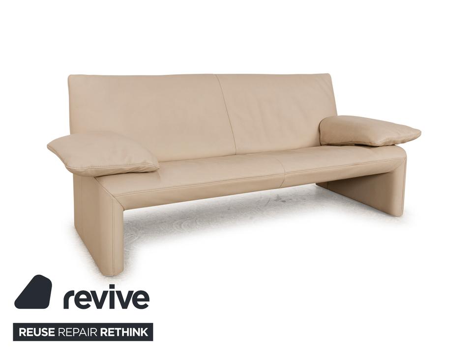 Jori Linea Leder Zweisitzer Creme Beige manuelle Funktion Sofa – Bild 3