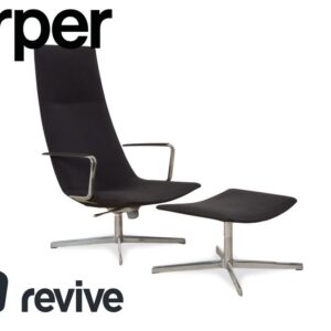 Arper Catifa 46 Stoff Sessel inkl. Hocker Dunkelgrau Blau