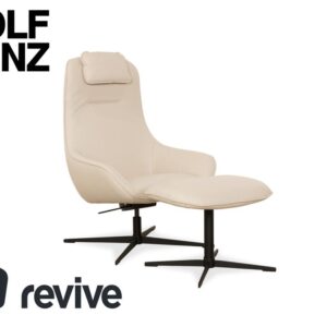 Rolf Benz MEG Leder Sessel Beige manuelle Funktion inkl. Hocker