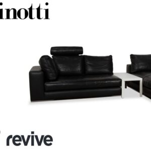Minotti Hamilton Leder Ecksofa Schwarz Sofa Couch Recamiere
