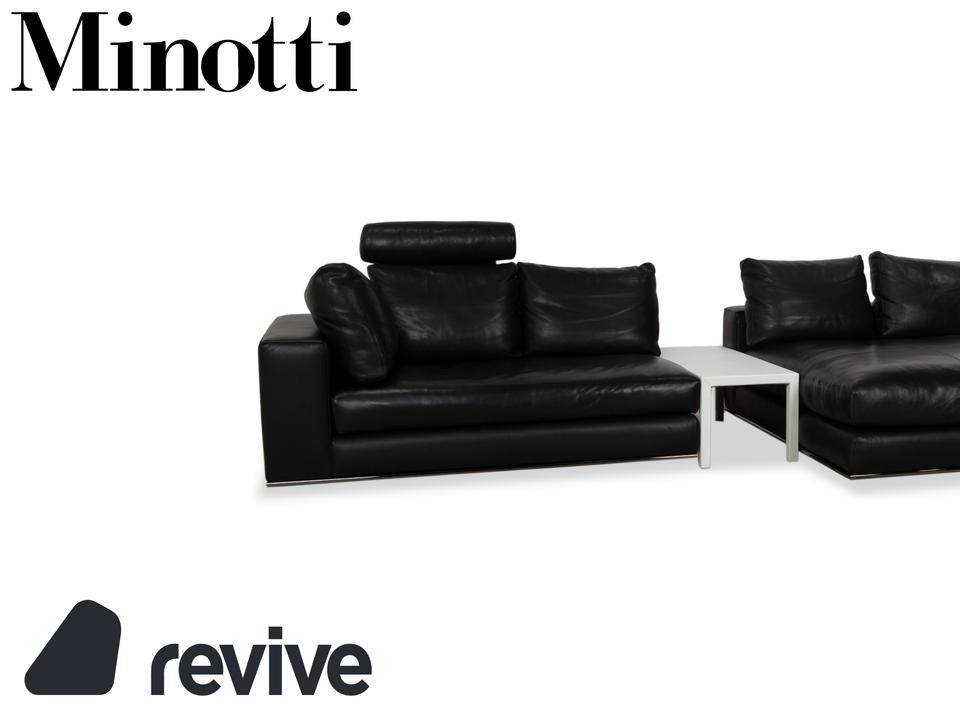Minotti Hamilton Leder Ecksofa Schwarz Sofa Couch Recamiere