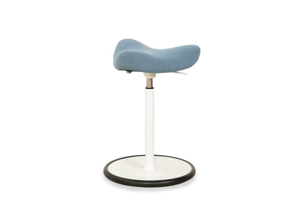 Varier Move Sitz-Steh Hocker Stuhl Stoff Blau Basis Weiß Holz – Bild 13