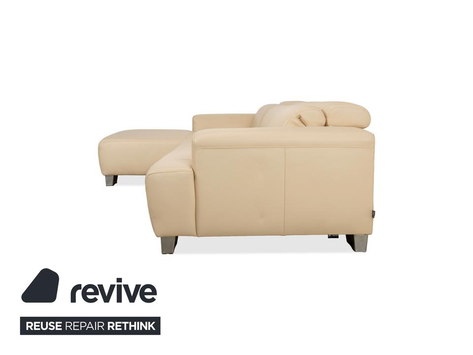 Ewald Schillig Monda Status Leder Ecksofa Récamière links Creme – Bild 13