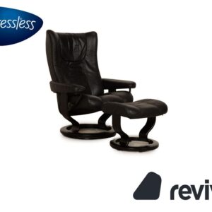 Stressless Wing Leder Sessel Schwarz inkl. Hocker manuelle ✨
