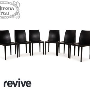 6er Garnitur Poltrona Frau Lola Leder Stuhl Schwarz