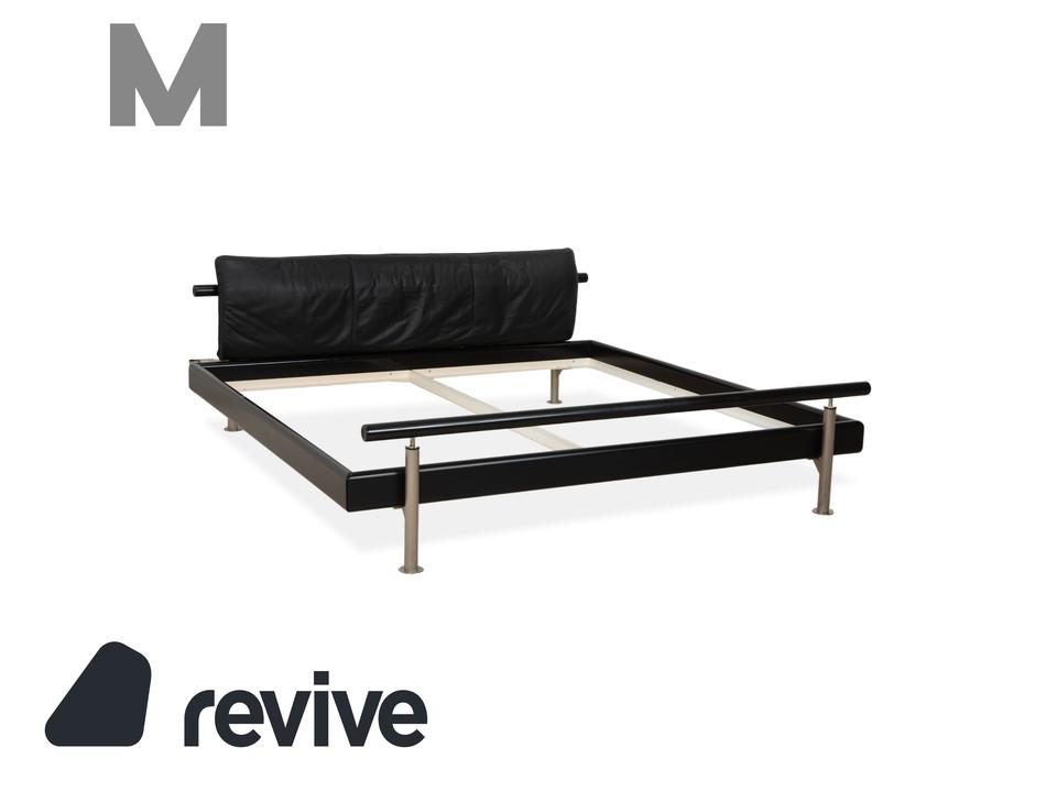 Möller Design Leder Holz Bett Schwarz Silber 200x200
