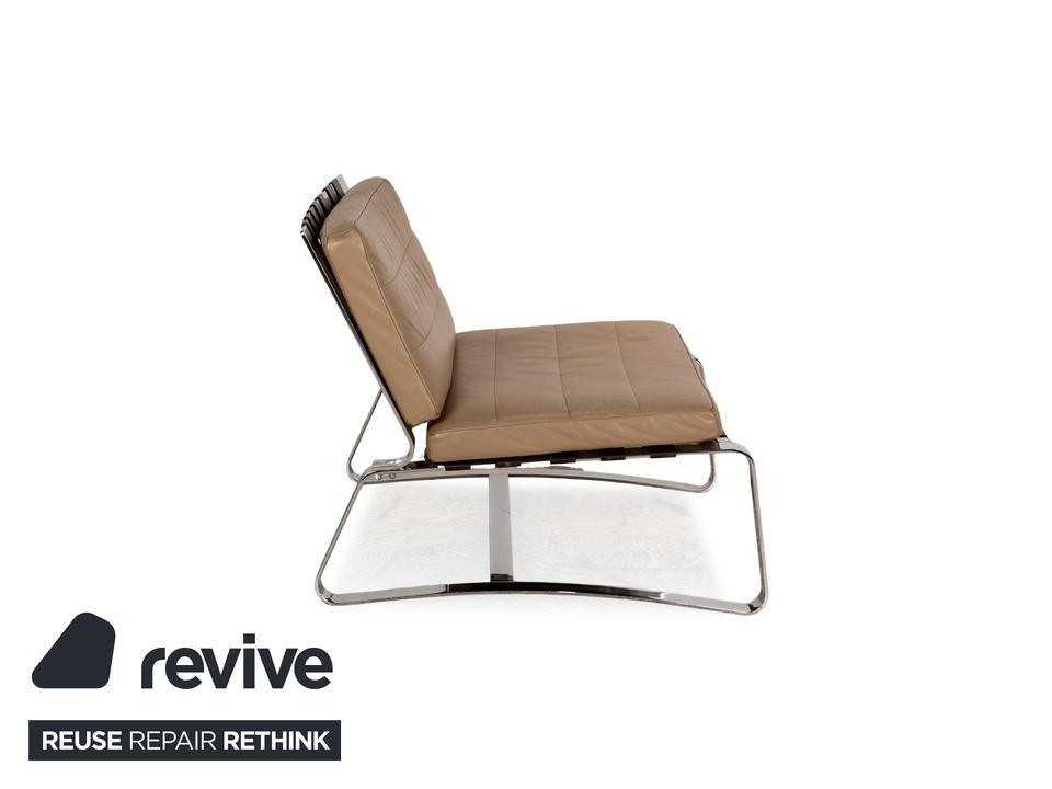 Minotti Delaunay Leder Sessel Beige Vintage – Bild 9