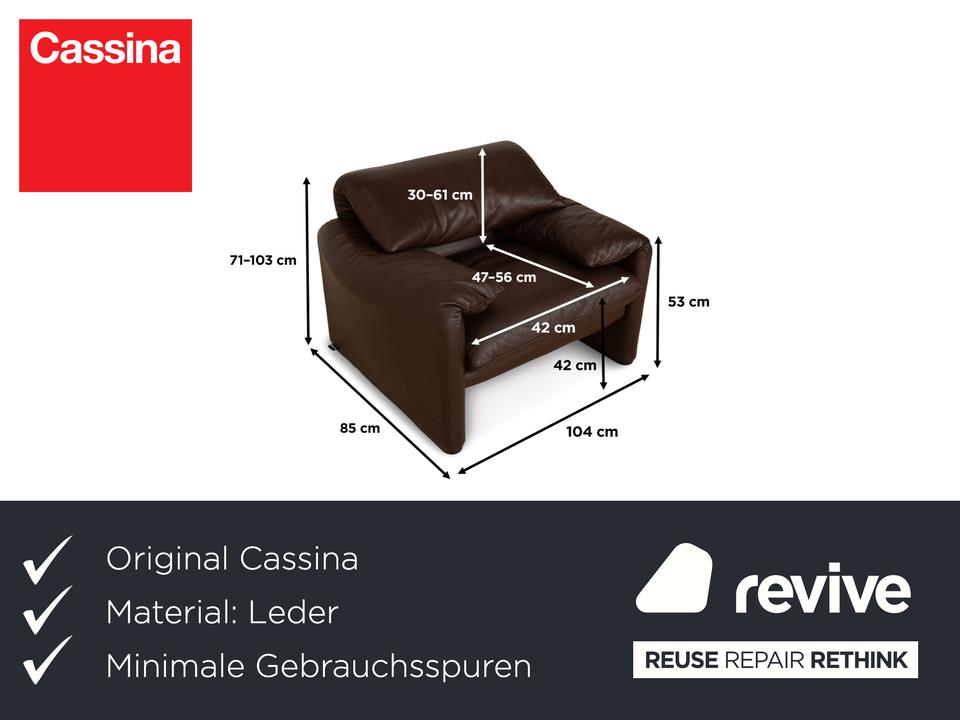 Cassina Maralunga Leder Sessel Braun Kastanie manuelle Funktion – Bild 2