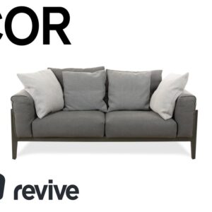 COR Elm Zweisitzer Sofa Stoff Anthrazit Holz Eiche Schwarz