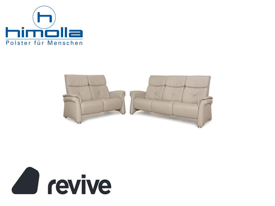 Himolla Cumuly Leder Sofa Garnitur Beige Hellgrau Dreisitzer