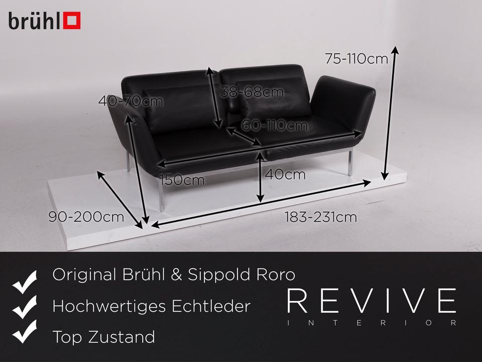 Brühl Roro Medium Leder Sofa Schwarz Zweisitzer Couch inkl. ✨ – Bild 2