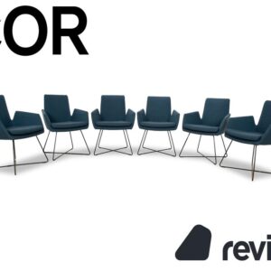 6er Garnitur Cor Cordia Stoff Stuhl Blau Dunkelblau Esszimmer