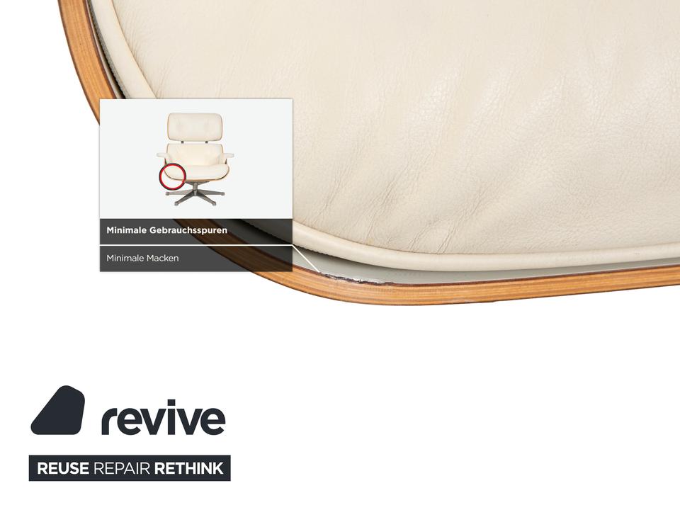 Vitra Eames Lounge Chair Leder Holz Sessel Creme Weiß Braun – Bild 7