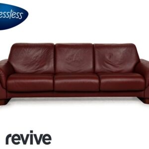 Stressless Paradise Leder Dreisitzer Rot Sofa Couch manuelle